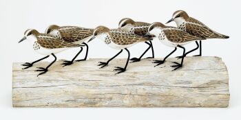 Archipelago 'Little Stint Block' Six Stint Birds Wood Carving