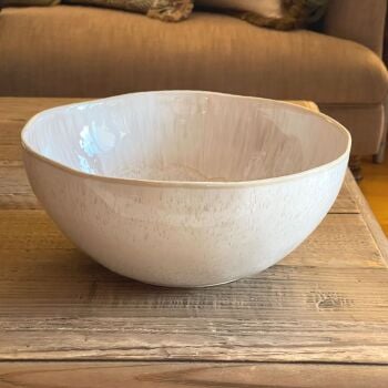 Handmade Stoneware Fruit Bowl / Serving Bowl in Sand Beige - 27 cm