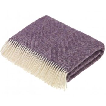 BRONTE by Moon Herringbone Throw Blanket Lavender Shetland Wool