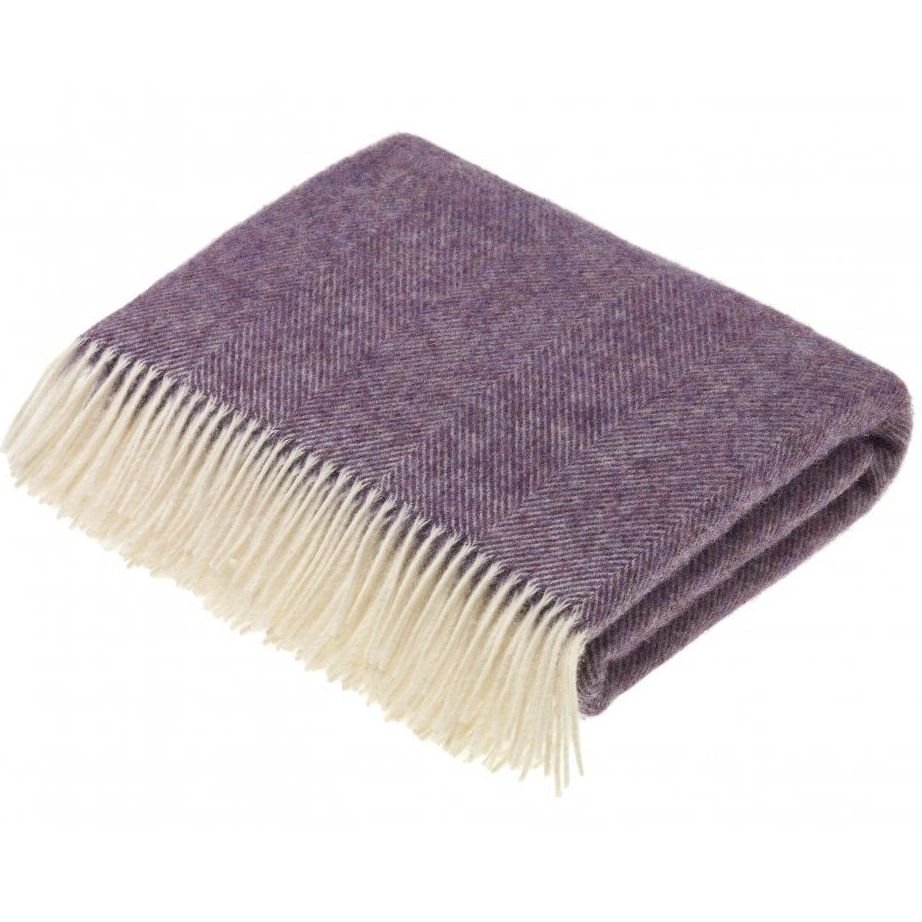 BRONTE by Moon Herringbone Throw Blanket Lavender Shetland Wool