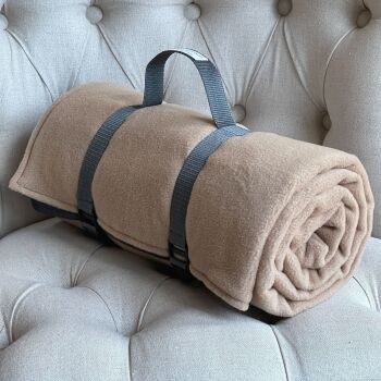 WATERPROOF Backed Quality Soft Fleece Picnic Rug / Blanket - Camel Beige