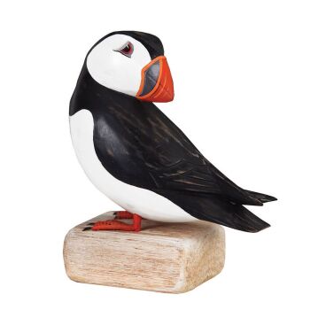 Archipelago Puffin Preening Large Bird Wood Carving