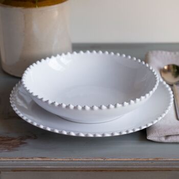 Stoneware Pearl Pasta Bowl 23 cm - White