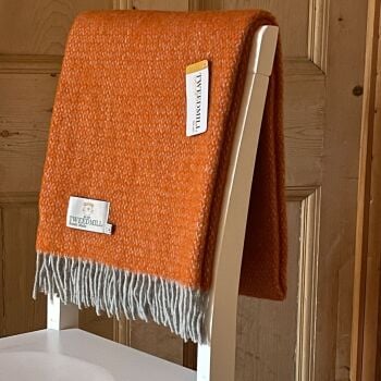 Tweedmill Pumpkin Orange Ascot Knee Rug or Small Blanket Throw Pure New Wool