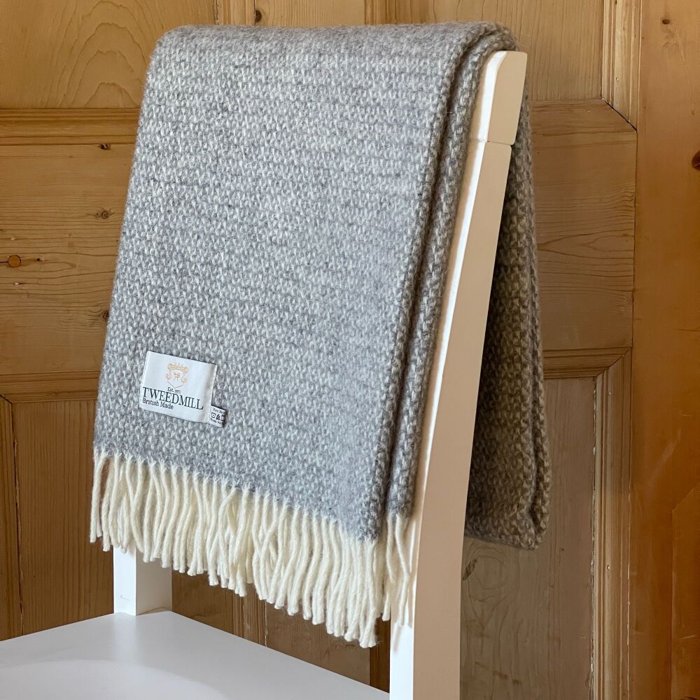 Tweedmill Soft Grey Ascot Knee Rug or Small Blanket Throw Pure New Wool
