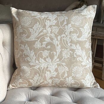 Linen mix Country Garden Cushion - Warm Beige