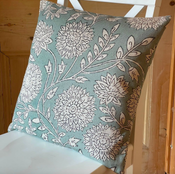 Linen mix Cottage Garden Cushion - Marine Green