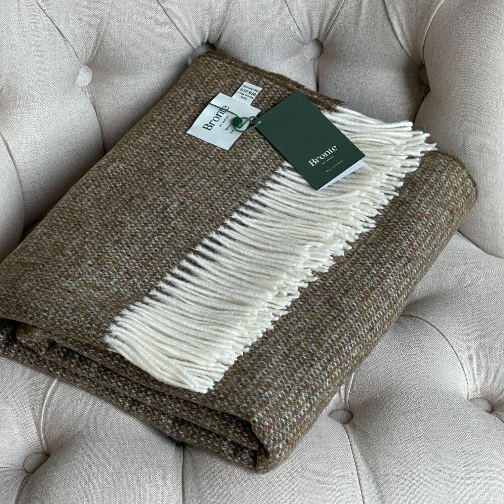BRONTE by Moon Moordale Throw Blanket Olive Mix Merino Lambswool XL