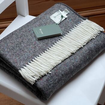BRONTE by Moon Moordale Throw Blanket Charcoal Mix Merino Lambswool XL