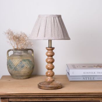 Hand-turned Wooden Table Lamp Base - Natural Toned