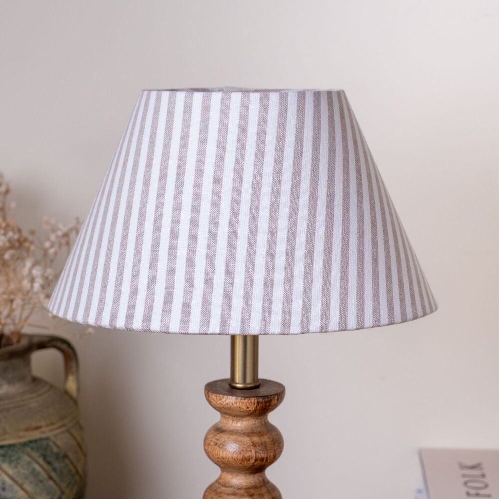 Small Linen Plain Stripe Shade - Natural & Antique White