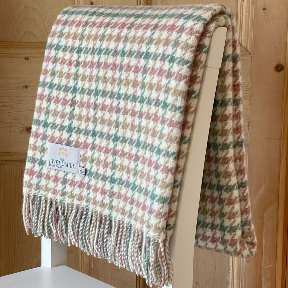 Tweedmill Houndstooth Coastland Pure New Wool Throw / Blanket