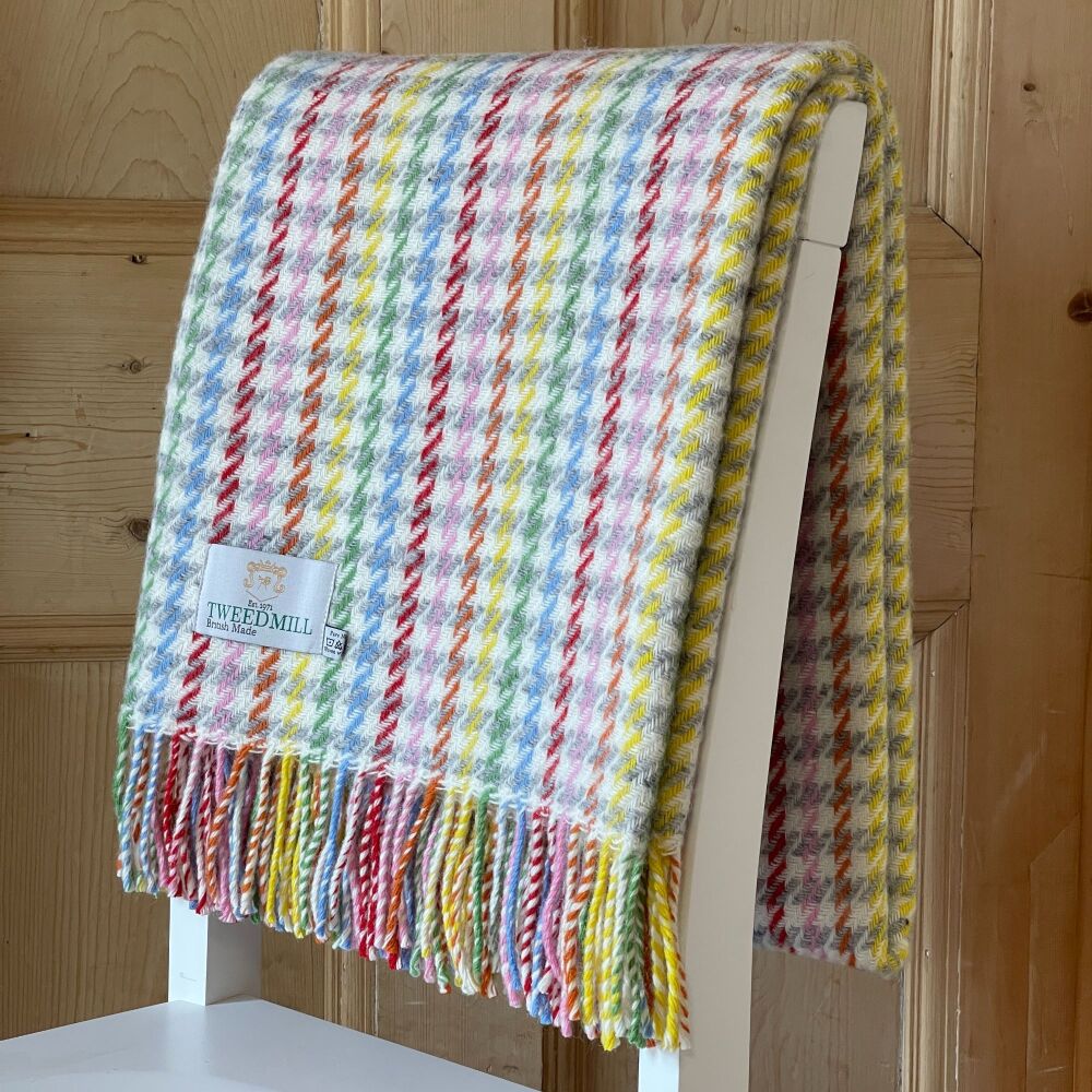 Tweedmill Houndstooth Iris Pure New Wool Throw / Blanket