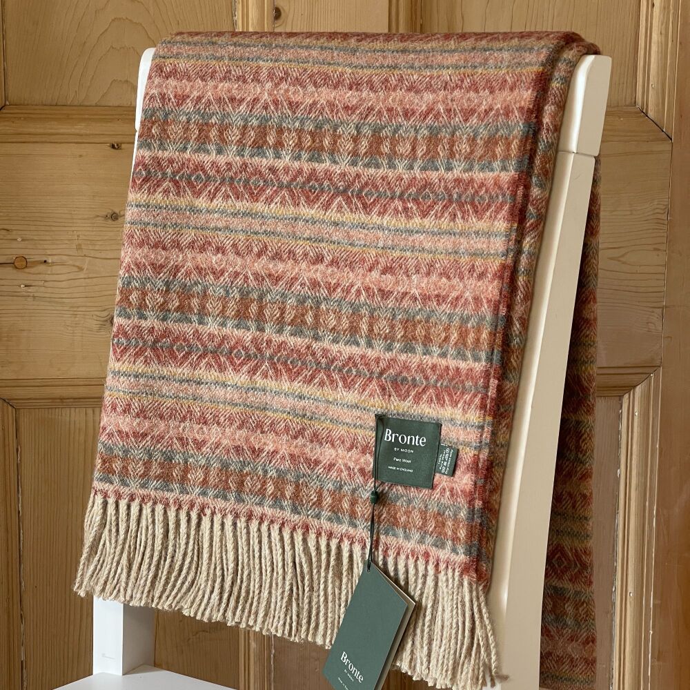BRONTE by Moon Ayr Throw in Pure New Wool - Brick Brown