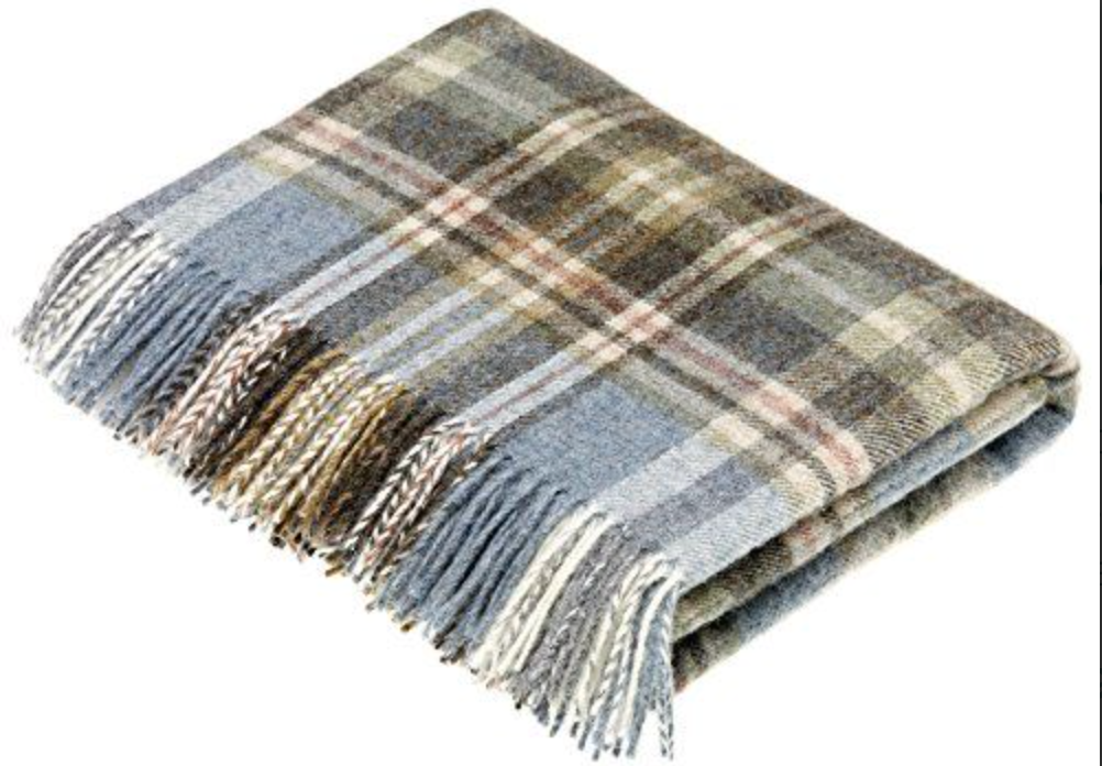BRONTE by Moon Glen Coe Throw in Pure New Wool - Aqua Blue