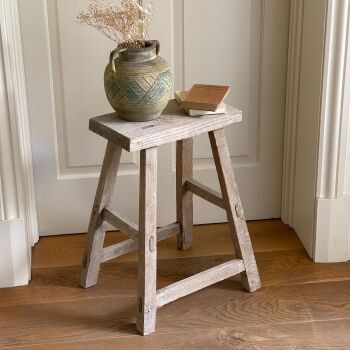 Vintage Reclaimed Wooden Stool - 48 cm high ST7