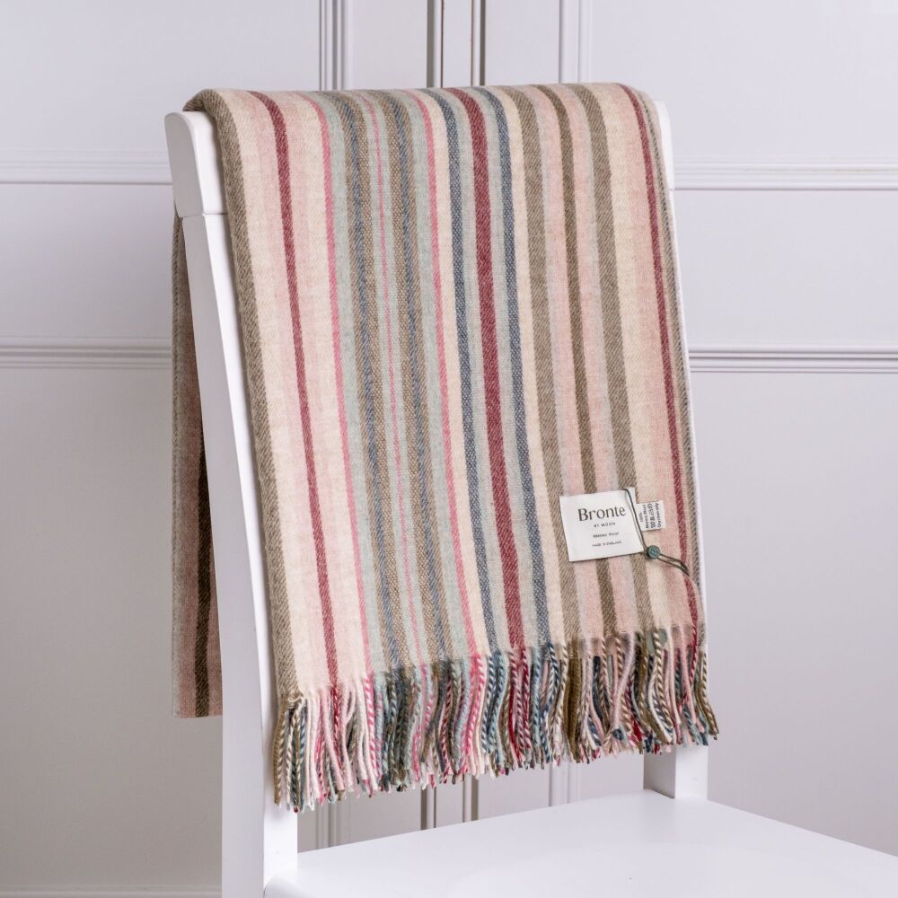 BRONTE by Moon Santa Cruz Throw Merino Lambswool - Pink & Khaki