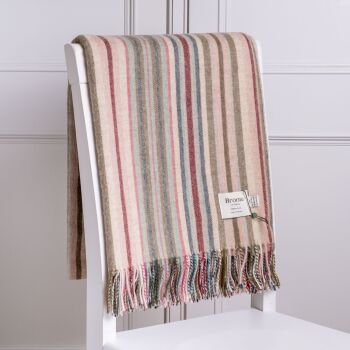 BRONTE by Moon Santa Cruz Throw Merino Lambswool - Pink & Khaki