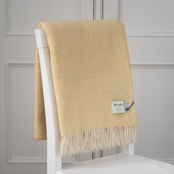 BRONTE by Moon Herringbone Buttercup Yellow Throw in Supersoft Merino Lambswool