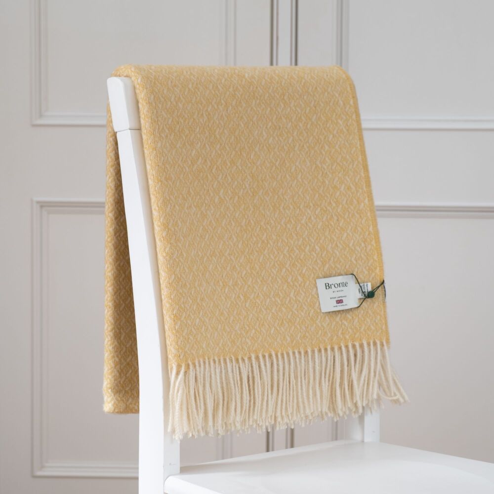 BRONTE by Moon British Wool Spiral Throw - Buttercup Yellow Lambswool