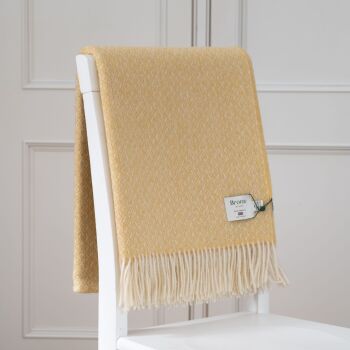 BRONTE by Moon British Wool Spiral Throw - Buttercup Yellow Lambswool