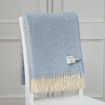 BRONTE by Moon British Wool Spiral Throw - Sky Blue Lambswool
