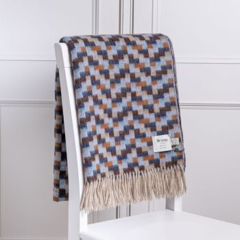 BRONTE by Moon Bricks Throw Merino Lambswool - Navy & Rust