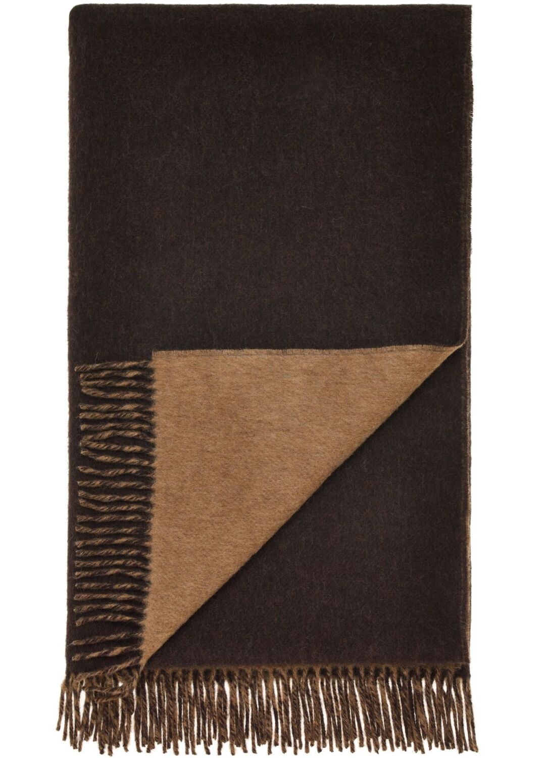 BRONTE by Moon Double-Face Throw Merino Lambswool - Camel/Chocolate