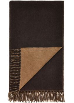 BRONTE by Moon Double-Face Throw Merino Lambswool - Camel/Chocolate