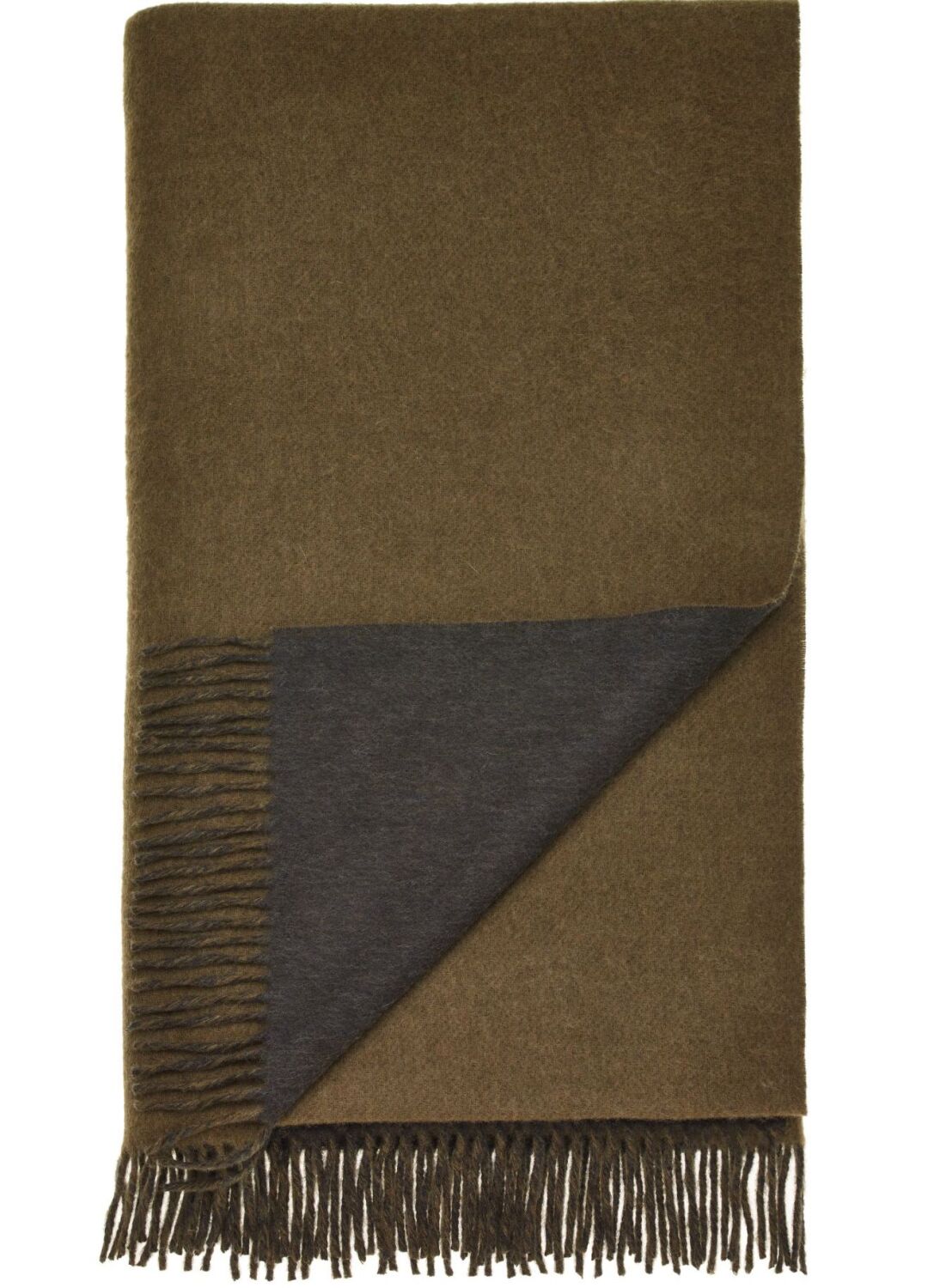 BRONTE by Moon Double-Face Throw Merino Lambswool - Army/Loden