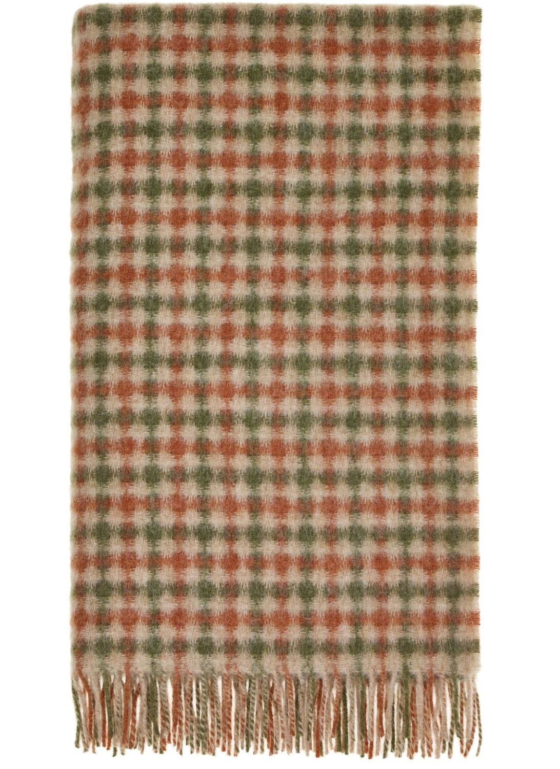 BRONTE by Moon British Wool Gingham Lambswool Throw -Terracotta & Green