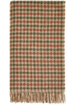 BRONTE by Moon British Wool Gingham Lambswool Throw -Terracotta & Green