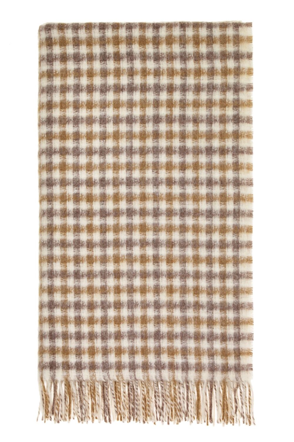 BRONTE by Moon British Wool Gingham Lambswool Throw - Natural