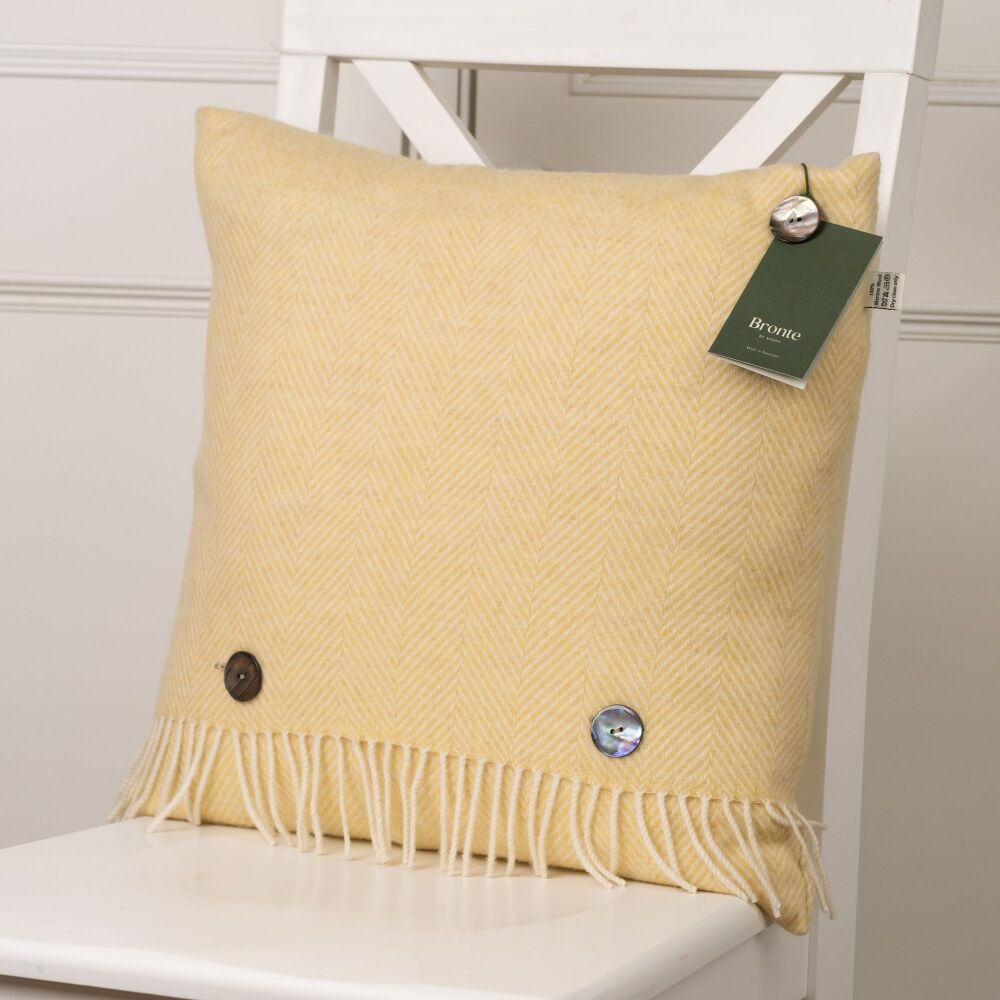 BRONTE by Moon Cushion - Herringbone Buttercup Yellow Merino Lambswool