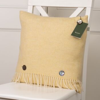 BRONTE by Moon Cushion - Herringbone Buttercup Yellow Merino Lambswool