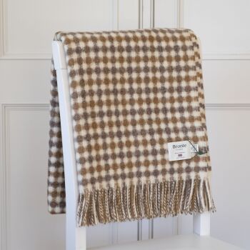 BRONTE by Moon British Wool Gingham Lambswool Throw - Natural