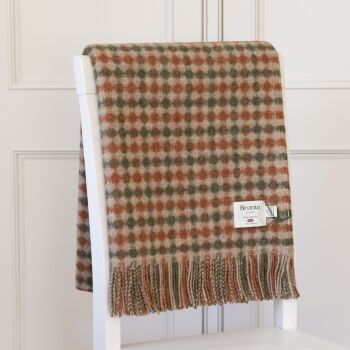 BRONTE by Moon British Wool Gingham Lambswool Throw -Terracotta & Green
