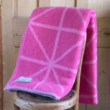 Tweedmill Jacquard Geometric Pure Wool Throw Blanket Pink - Large