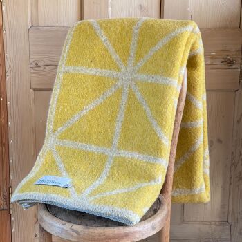 Tweedmill Jacquard Geometric Pure Wool Throw Blanket Yellow - Large