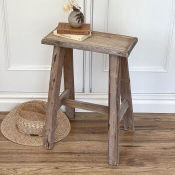 Vintage Style Wooden Stool - 54 cm high