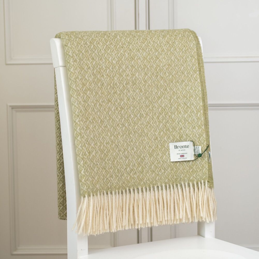 BRONTE by Moon British Wool Spiral Throw - Sage Green Lambswool