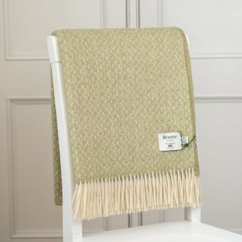 BRONTE by Moon British Wool Spiral Throw - Sage Green Lambswool