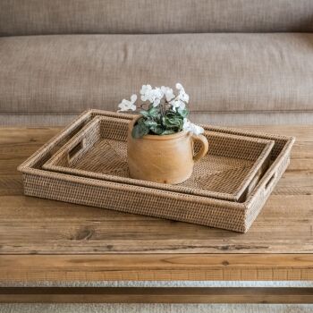 Rattan Wicker Artisan Tray Roll Top - Natural Nude Wash