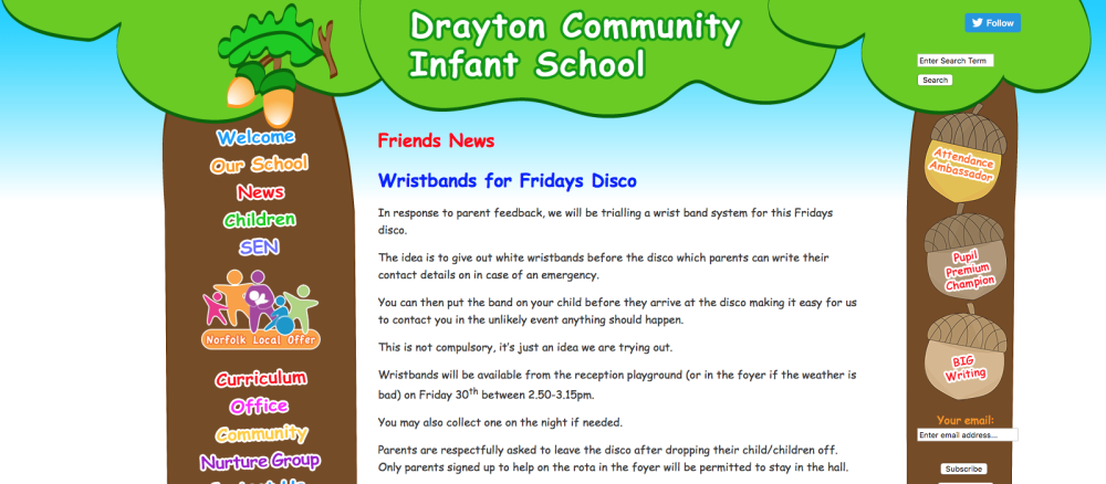 Drayton Community Infant School disco wristbands