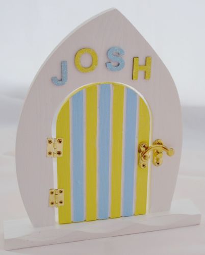 Blue and Yellow Fairy Door With Name Of Your Choice