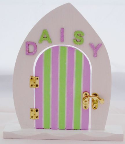 Lilac And Green Fairy Door With Name Of Your Choice