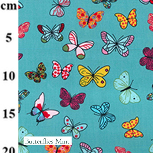 Butterflies Mint Fabric, V-Eco Home