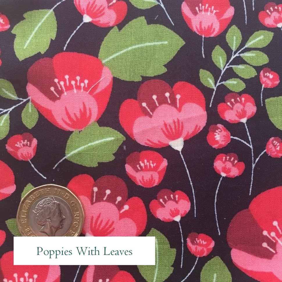 Poppies With Leaves Fabric, V-Eco Home