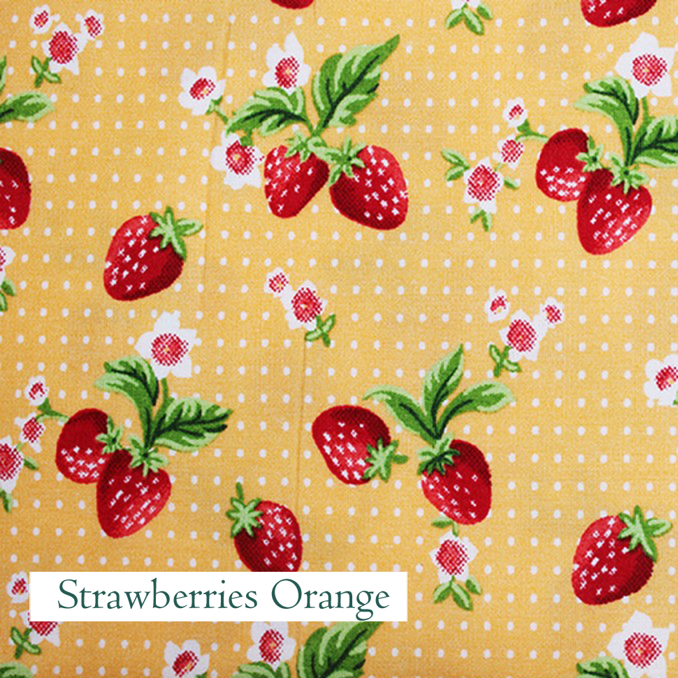 Strawberries Orange Fabric, V-Eco Home