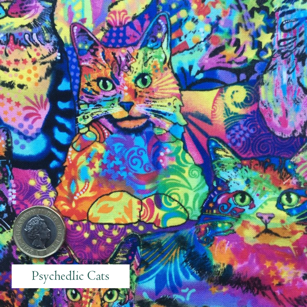 Psychedelic Cats Fabric, V-Eco Home
